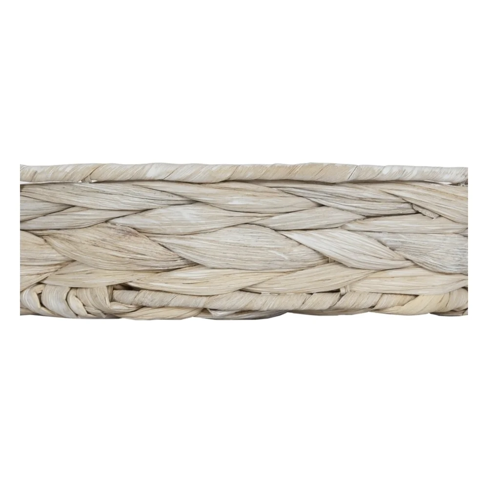 Round Woven Hyacinth Grass Tray In Whitewashed In 11.25in NWT